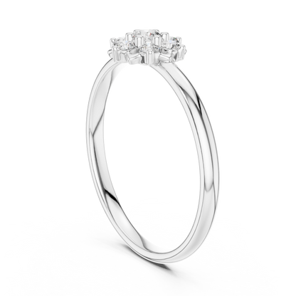 Vintage Style Diamond Ring - Floral Silver Gold Plated Cluster Look - Classic Engagement Promise Jewelry