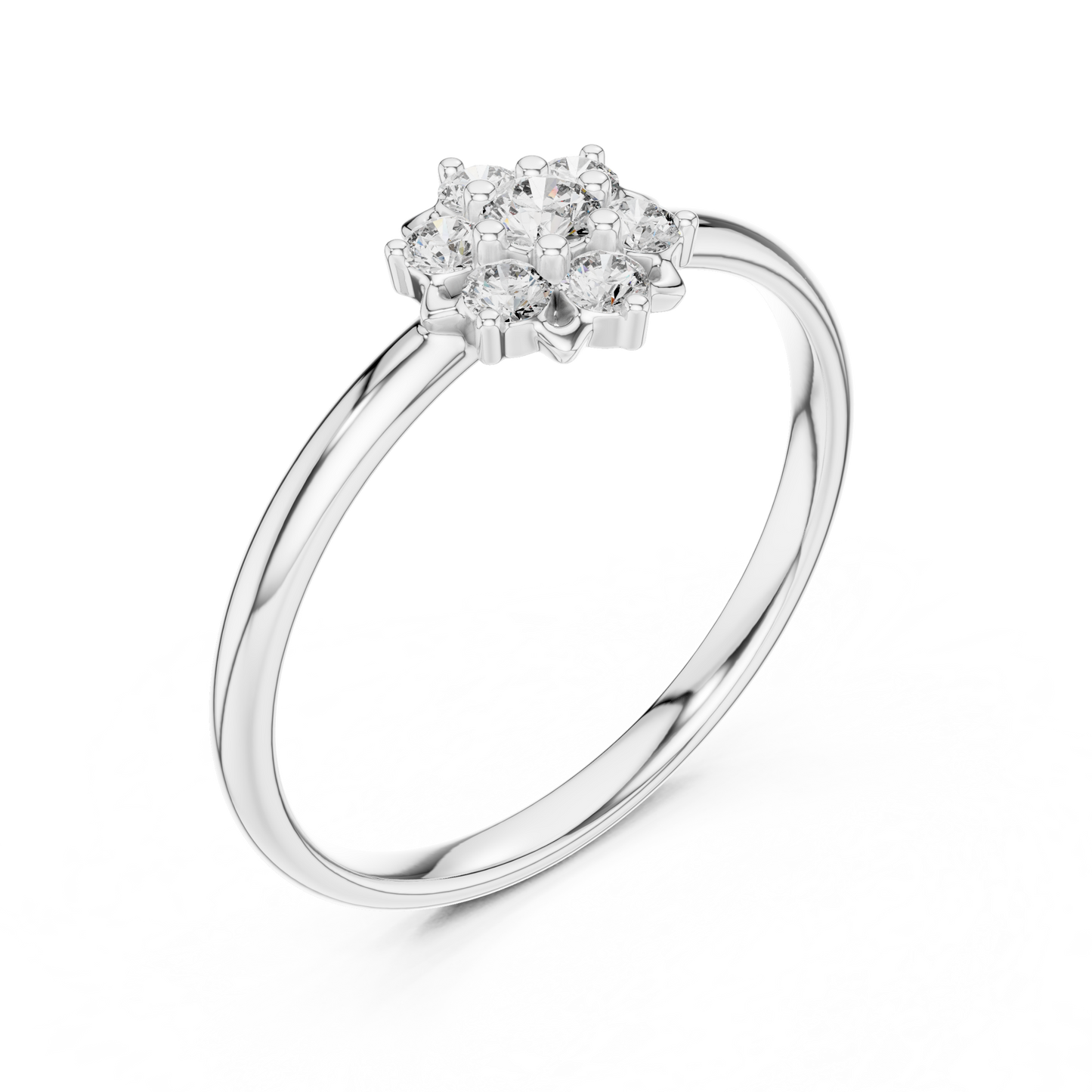 Vintage Style Diamond Ring - Floral Silver Gold Plated Cluster Look - Classic Engagement Promise Jewelry