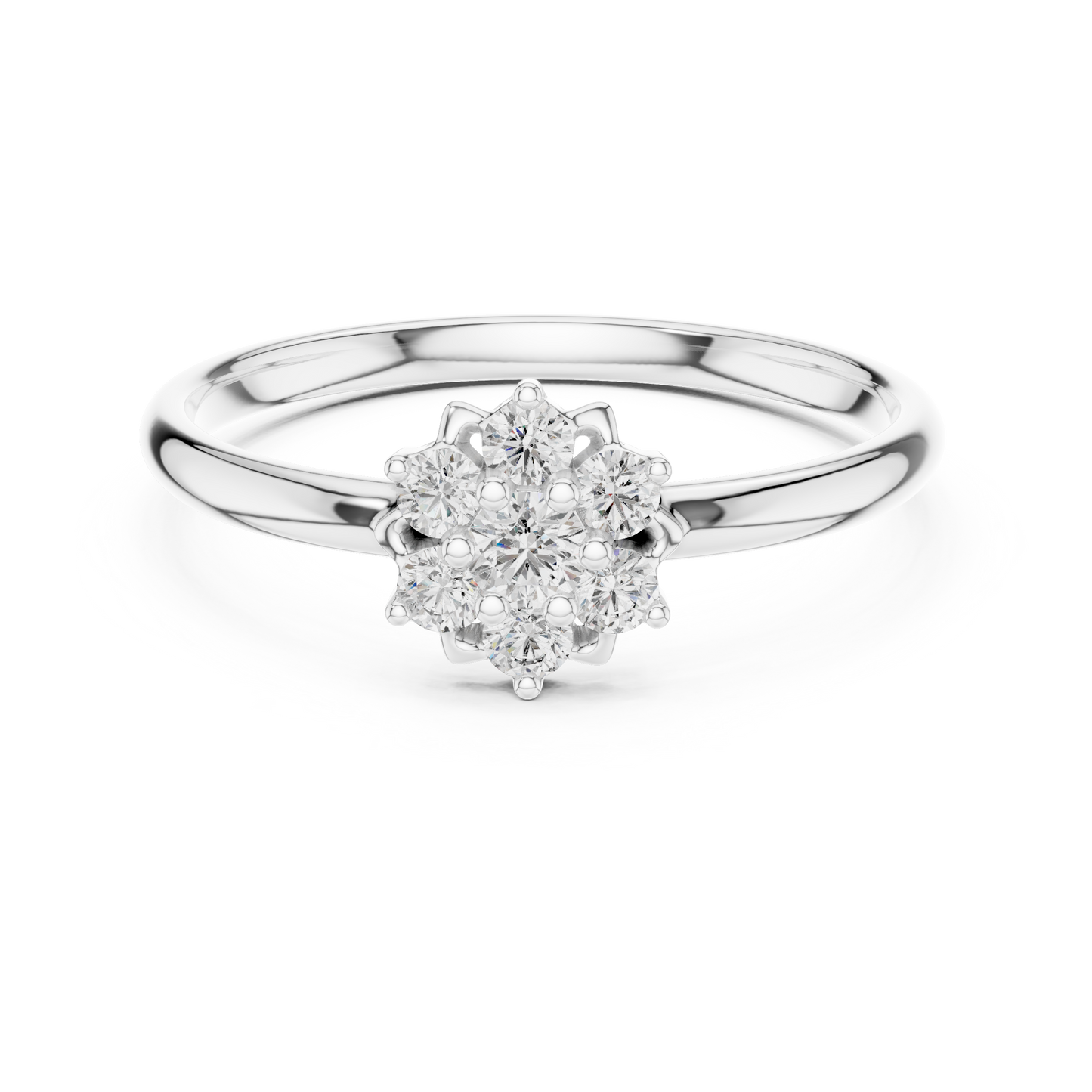 Vintage Style Diamond Ring - Floral Silver Gold Plated Cluster Look - Classic Engagement Promise Jewelry
