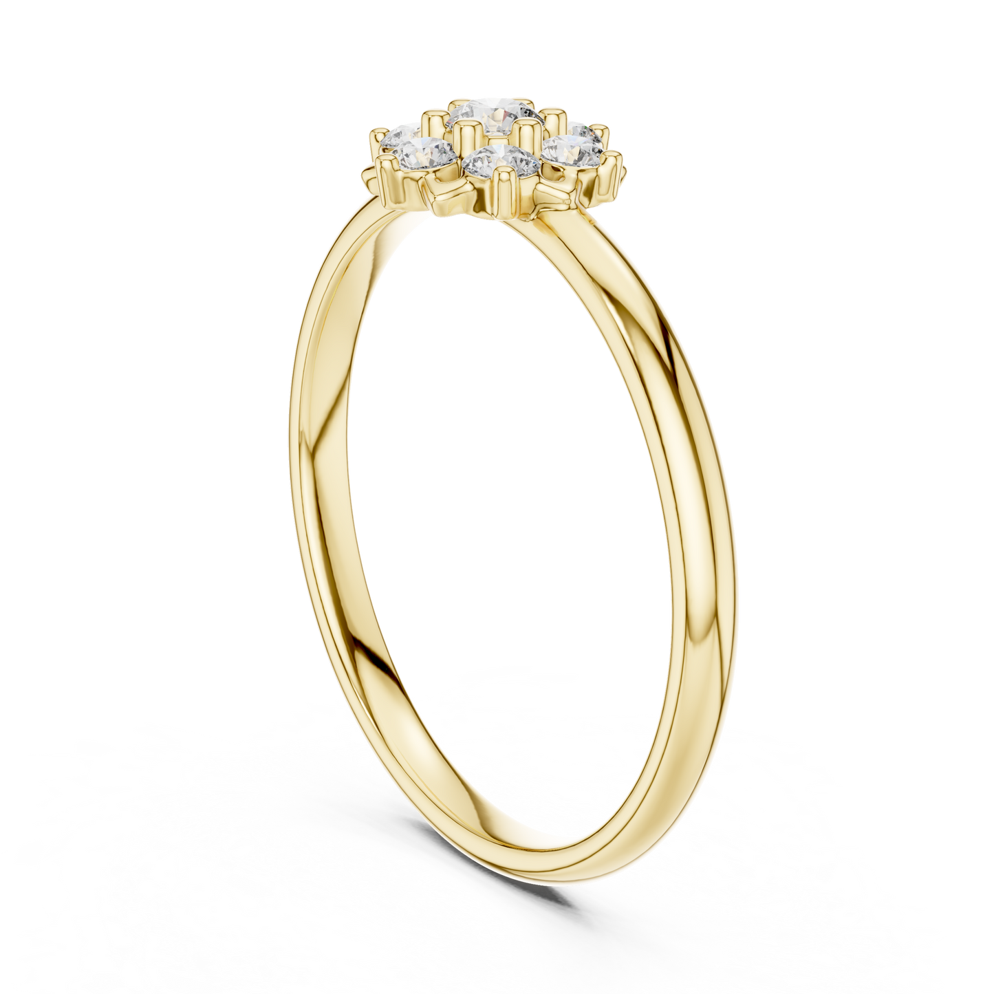 Vintage Style Diamond Ring - Floral Silver Gold Plated Cluster Look - Classic Engagement Promise Jewelry