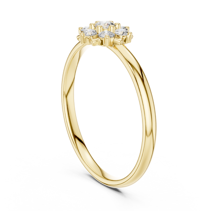 Vintage Style Diamond Ring - Floral Silver Gold Plated Cluster Look - Classic Engagement Promise Jewelry