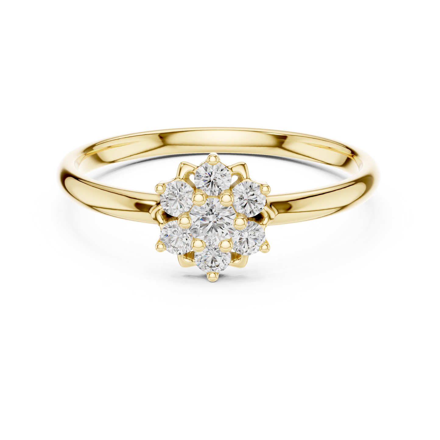 Vintage Style Diamond Ring - Floral Silver Gold Plated Cluster Look - Classic Engagement Promise Jewelry