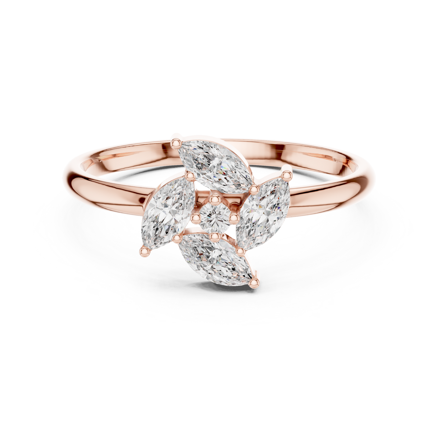 Marquise Diamond Cluster Ring | Moissanite Diamond Floral Design | Elegant Engagement Gift For Her
