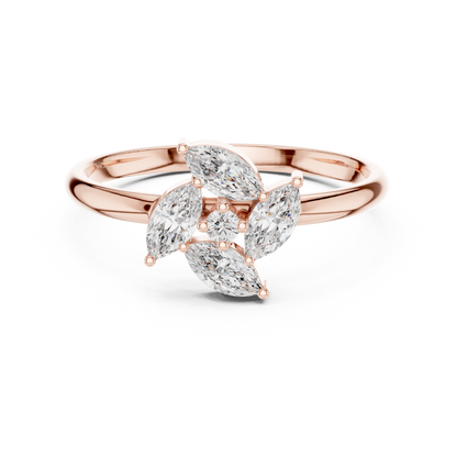 Marquise Diamond Cluster Ring | Moissanite Diamond Floral Design | Elegant Engagement Gift For Her