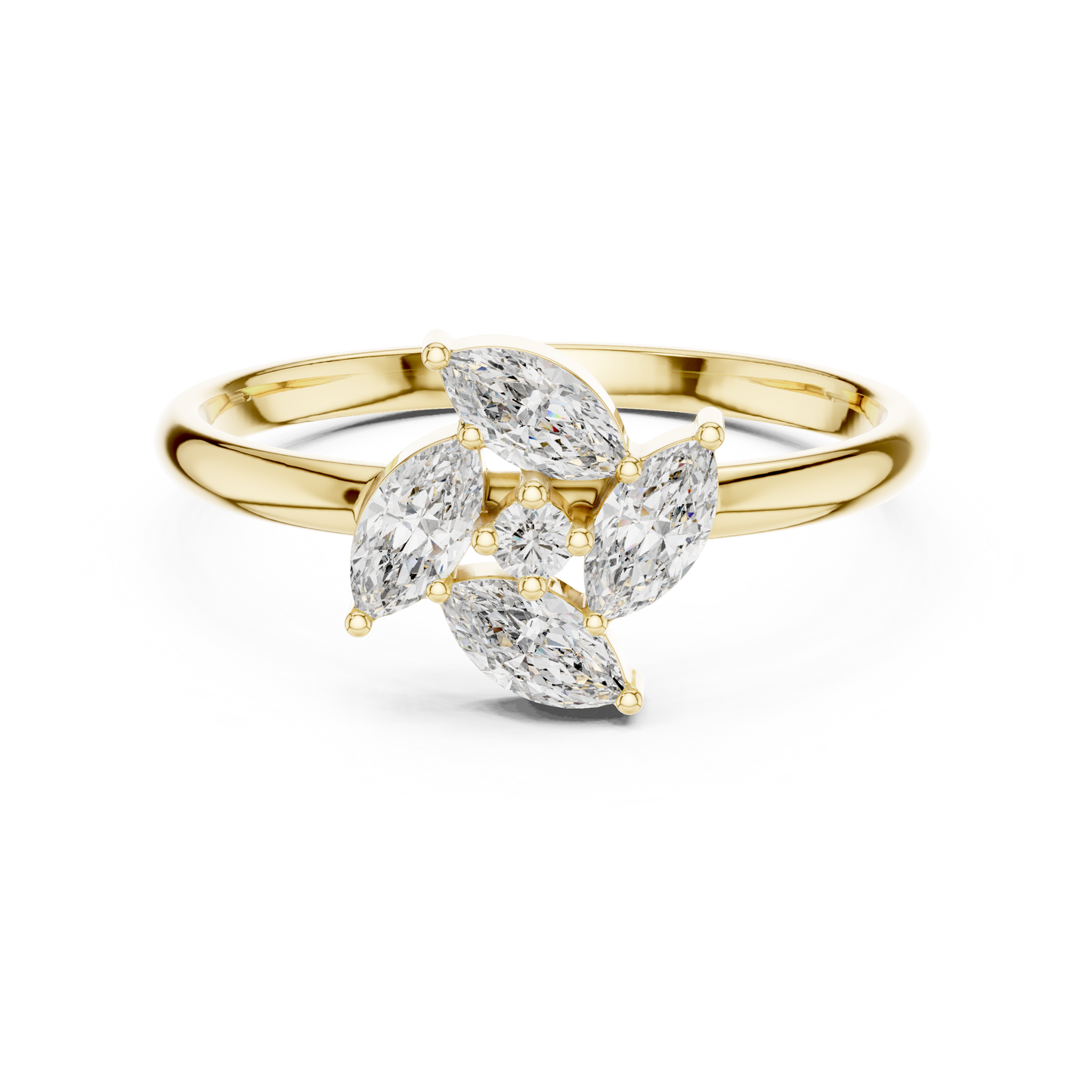 Marquise Diamond Cluster Ring | Moissanite Diamond Floral Design | Elegant Engagement Gift For Her