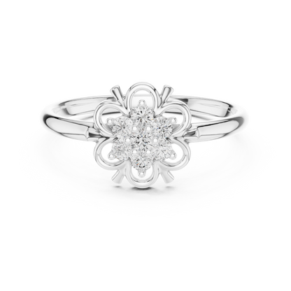 Aristocratic Floral Diamond Ring - Vintage 925 Sterling Silver Cluster Masterpiece - Legacy Jewelry Designed To Endure