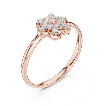Bespoke Flower Diamond Ring | Artisan Silver Gold Plated  Setting | One Of A Kind Luxury Jewelry