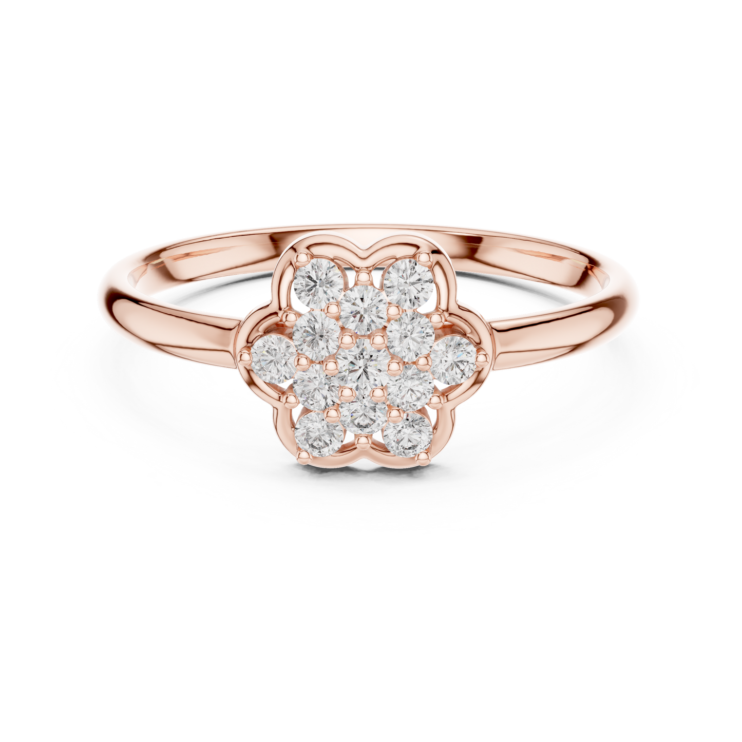Bespoke Flower Diamond Ring | Artisan Silver Gold Plated  Setting | One Of A Kind Luxury Jewelry