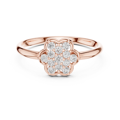 Bespoke Flower Diamond Ring | Artisan Silver Gold Plated  Setting | One Of A Kind Luxury Jewelry