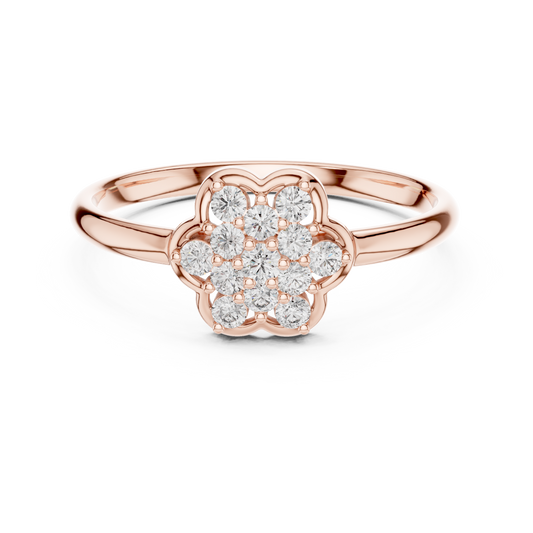 Bespoke Flower Diamond Ring | Artisan Silver Gold Plated  Setting | One Of A Kind Luxury Jewelry