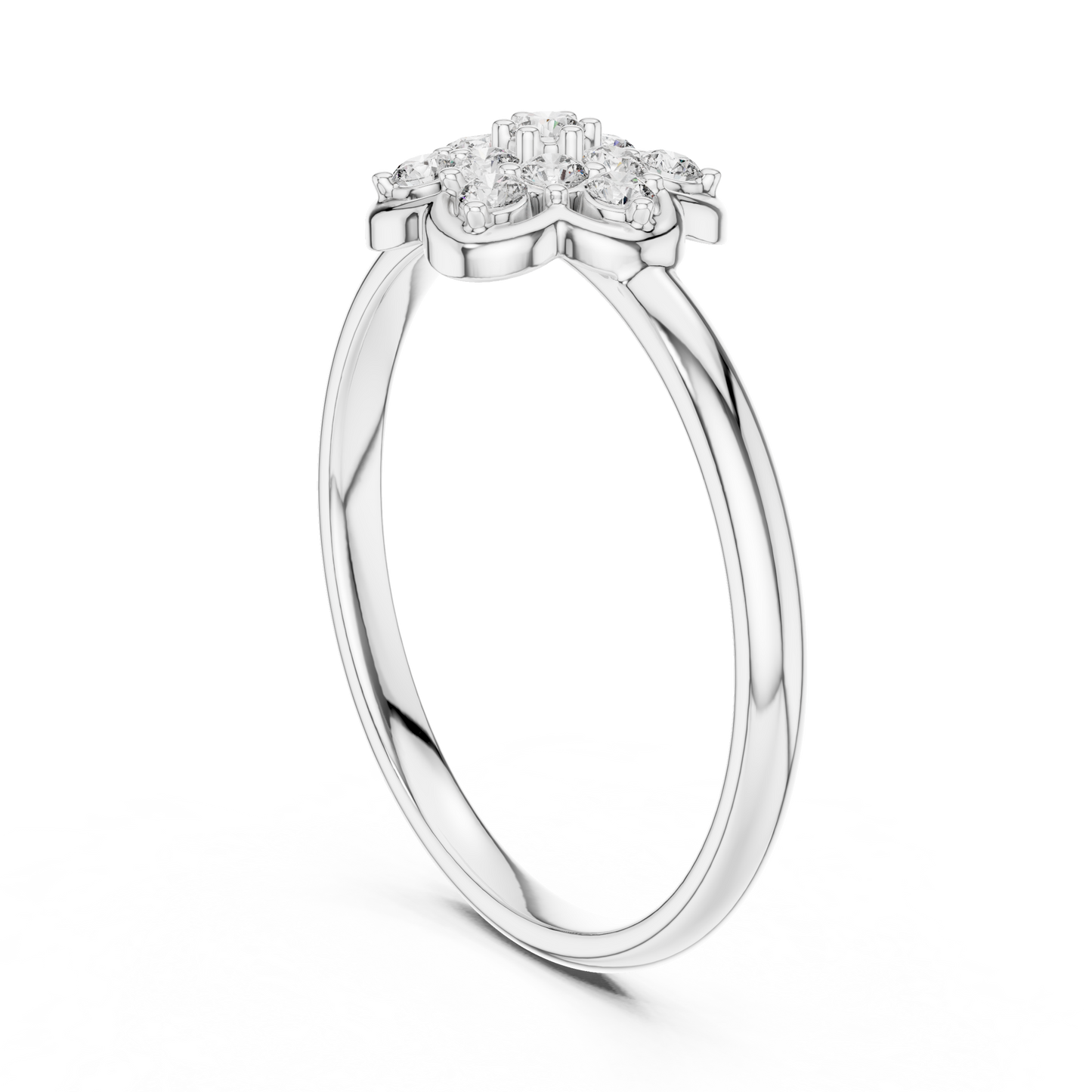 Bespoke Flower Diamond Ring | Artisan Silver Gold Plated  Setting | One Of A Kind Luxury Jewelry