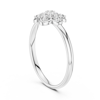 Bespoke Flower Diamond Ring | Artisan Silver Gold Plated  Setting | One Of A Kind Luxury Jewelry