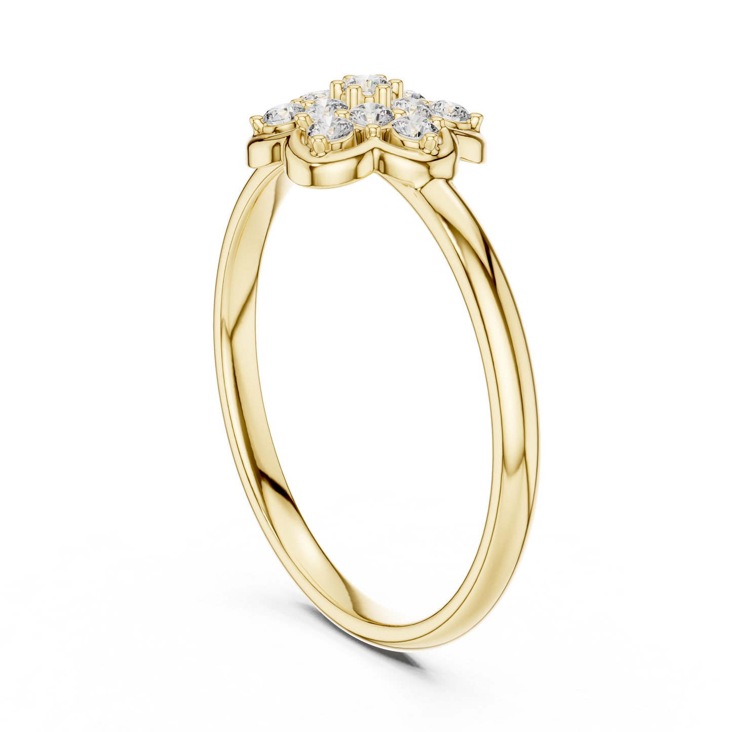 Bespoke Flower Diamond Ring | Artisan Silver Gold Plated  Setting | One Of A Kind Luxury Jewelry