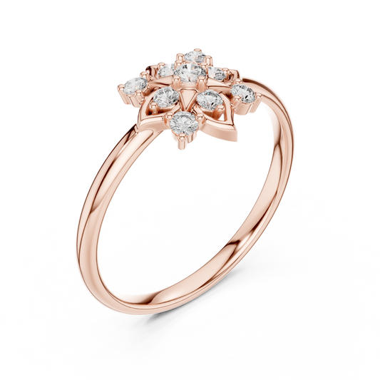 Heavenly Star Diamond Ring | Luxury Floral Silver Rose Plated Craft | Designed To Shine Forever