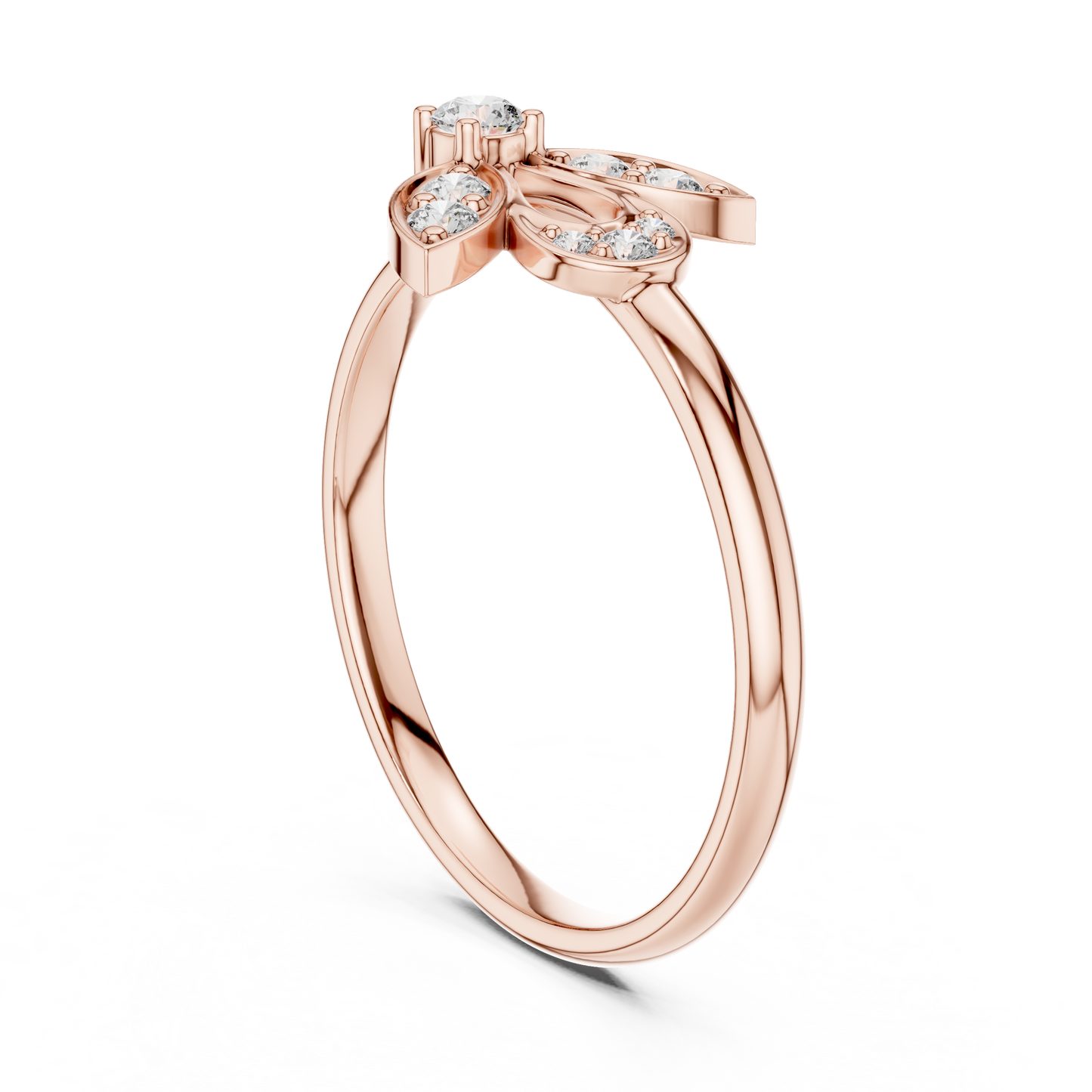 Artistic Floral Diamond Ring | High Luxury Silver Rose Plated Finish | Refined Beauty With Lasting Shine