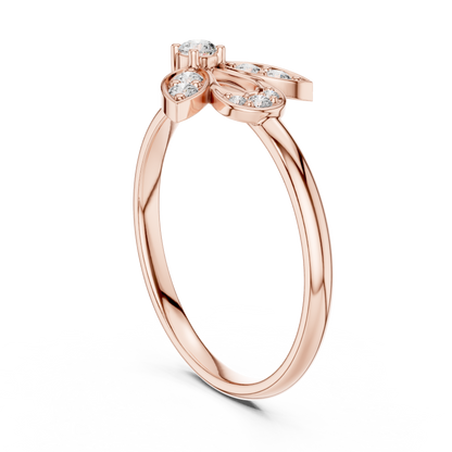 Artistic Floral Diamond Ring | High Luxury Silver Rose Plated Finish | Refined Beauty With Lasting Shine