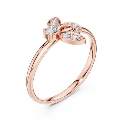 Artistic Floral Diamond Ring | High Luxury Silver Rose Plated Finish | Refined Beauty With Lasting Shine