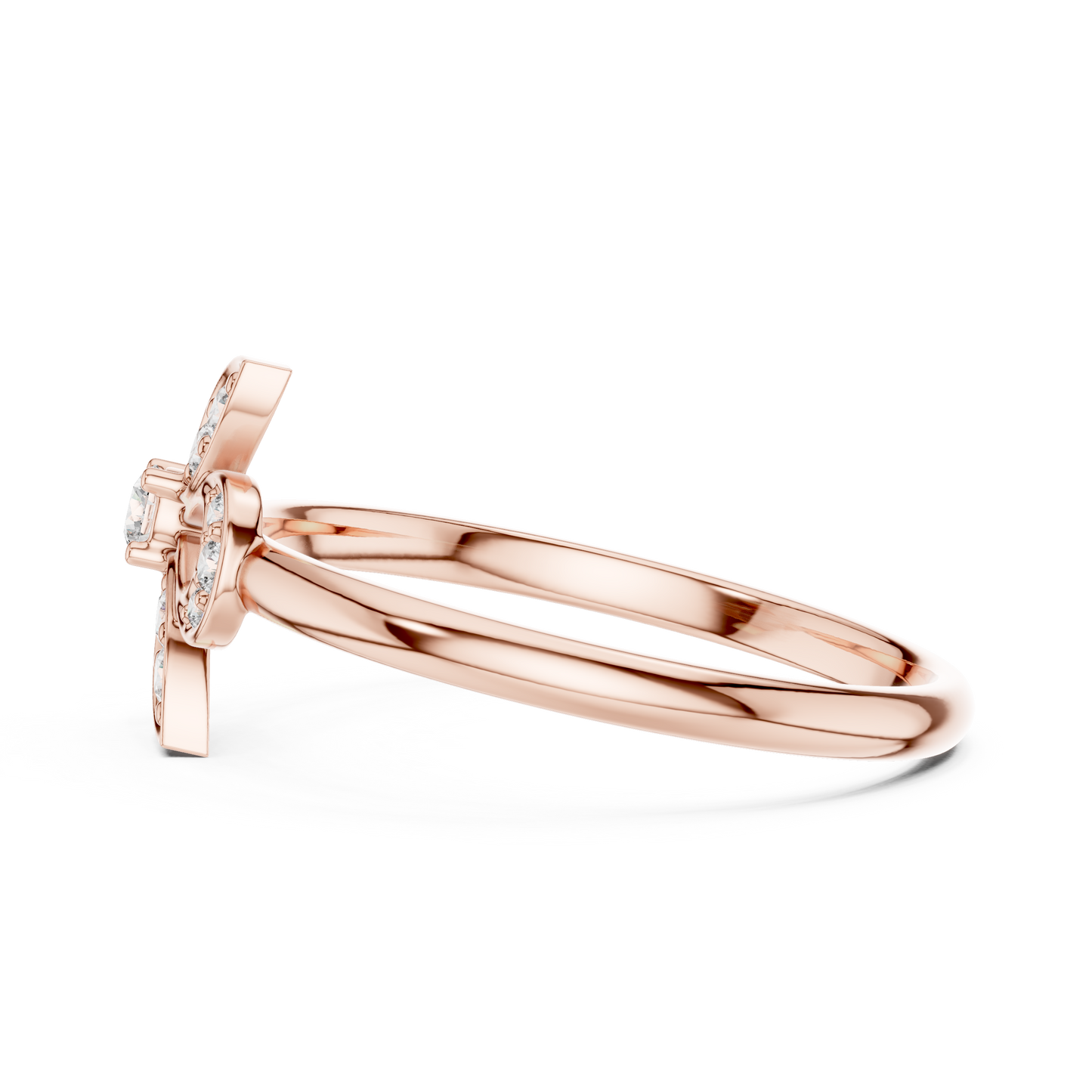 Artistic Floral Diamond Ring | High Luxury Silver Rose Plated Finish | Refined Beauty With Lasting Shine