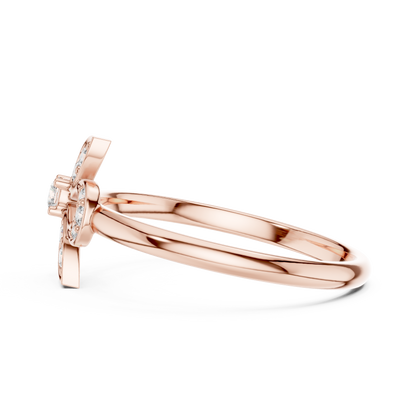 Artistic Floral Diamond Ring | High Luxury Silver Rose Plated Finish | Refined Beauty With Lasting Shine
