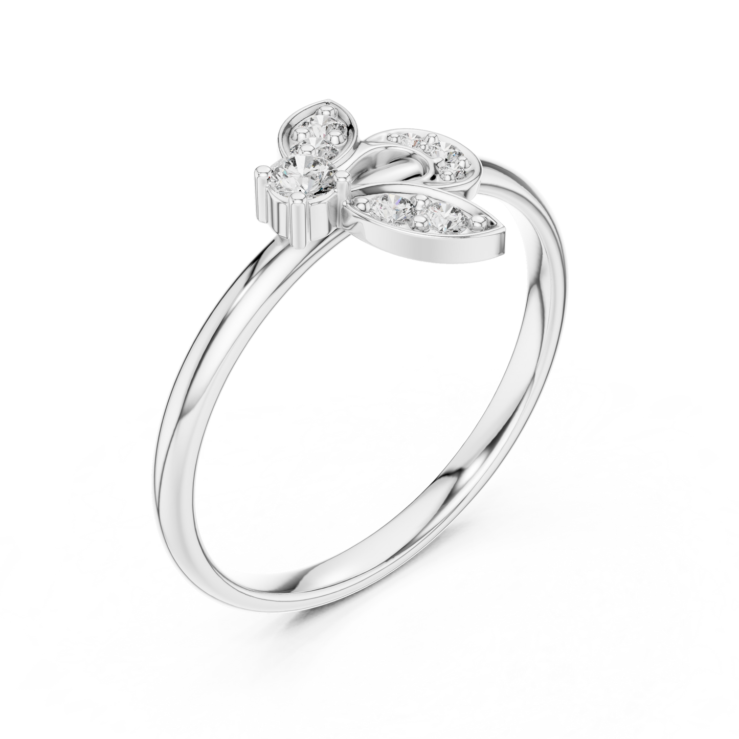 Artistic Floral Diamond Ring | High Luxury Silver Rose Plated Finish | Refined Beauty With Lasting Shine
