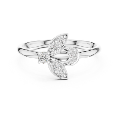 Artistic Floral Diamond Ring | High Luxury Silver Rose Plated Finish | Refined Beauty With Lasting Shine
