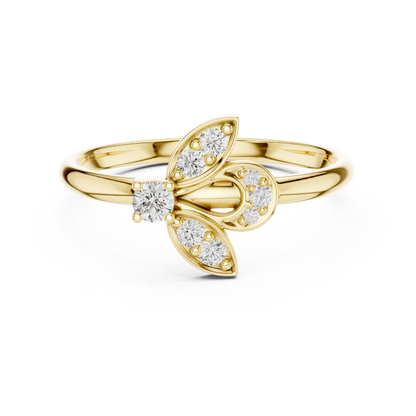 Artistic Floral Diamond Ring | High Luxury Silver Rose Plated Finish | Refined Beauty With Lasting Shine