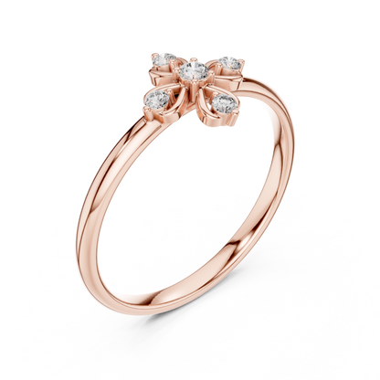 Supreme Floral Diamond | Cross Silver Gold Plated Ring | Next Level Fine Jewelry Masterpiece