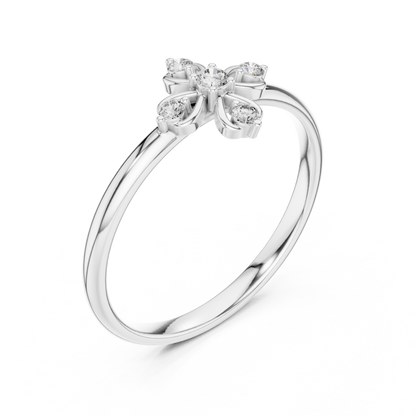Supreme Floral Diamond | Cross Silver Gold Plated Ring | Next Level Fine Jewelry Masterpiece