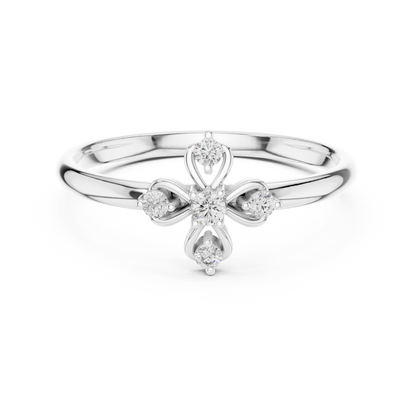 Supreme Floral Diamond | Cross Silver Gold Plated Ring | Next Level Fine Jewelry Masterpiece