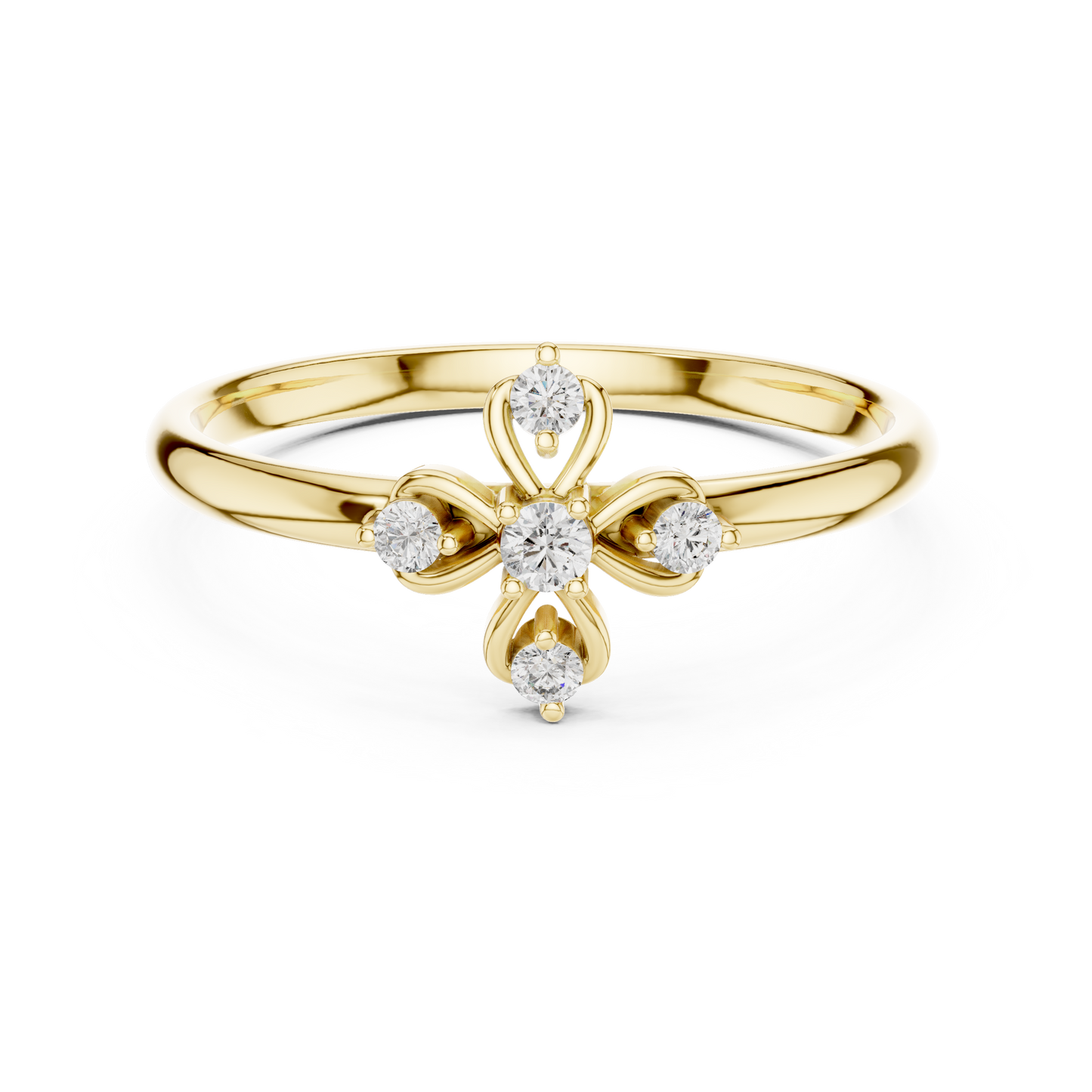 Supreme Floral Diamond | Cross Silver Gold Plated Ring | Next Level Fine Jewelry Masterpiece