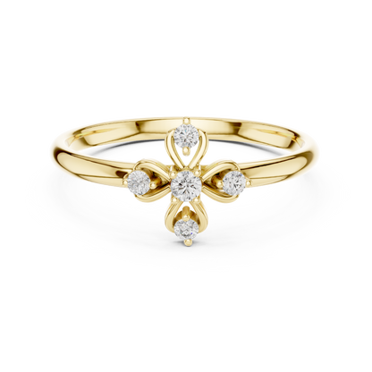 Supreme Floral Diamond | Cross Silver Gold Plated Ring | Next Level Fine Jewelry Masterpiece