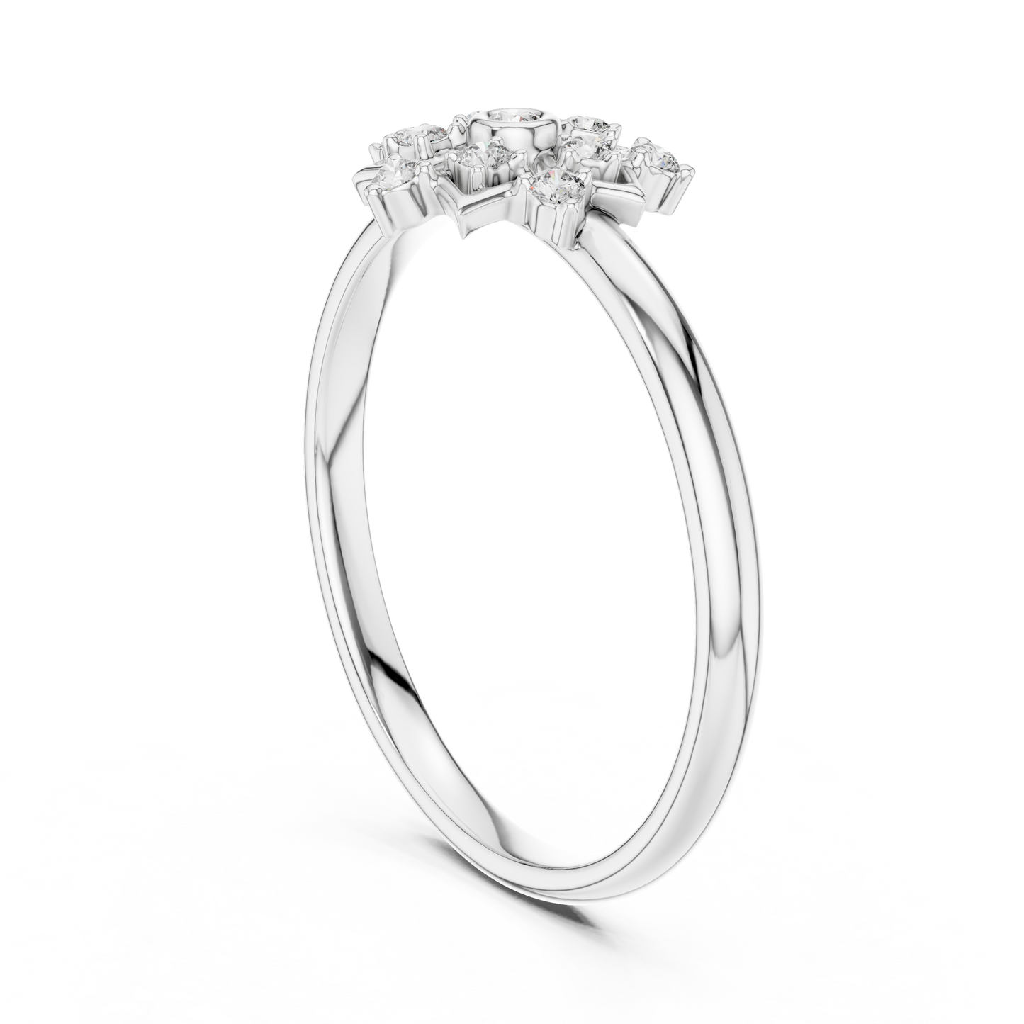 Art Deco Diamond Ring | Floral Star Gold Design | Luxury Engagement Statement Jewelry