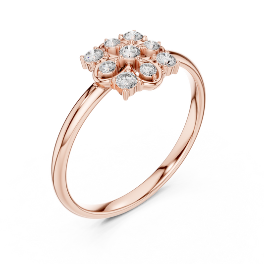 Vintage Style Diamond Ring | Floral Cluster Gold Setting | Luxury Handmade Jewelry For Her