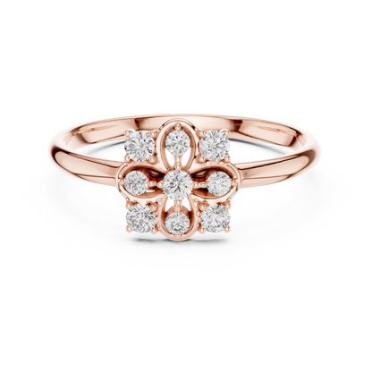 Vintage Style Diamond Ring | Floral Cluster Gold Setting | Luxury Handmade Jewelry For Her