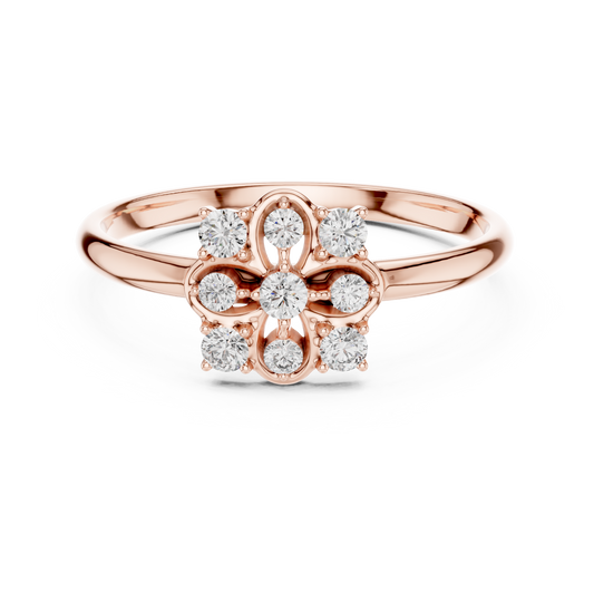 Vintage Style Diamond Ring | Floral Cluster Gold Setting | Luxury Handmade Jewelry For Her