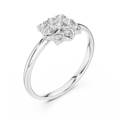 Vintage Style Diamond Ring | Floral Cluster Gold Setting | Luxury Handmade Jewelry For Her