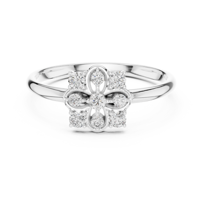 Vintage Style Diamond Ring | Floral Cluster Gold Setting | Luxury Handmade Jewelry For Her