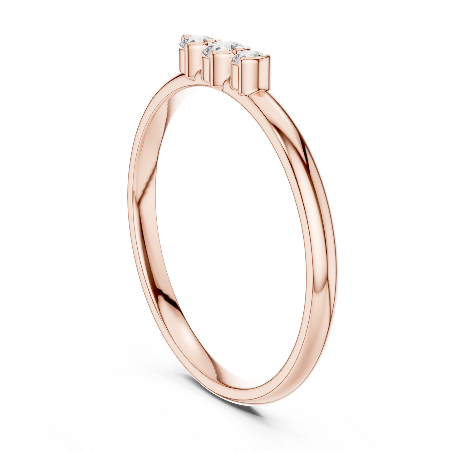 Sophisticated Three Stone Ring - Elegant Gold Diamond Style - Graceful Sparkle For Modern Women