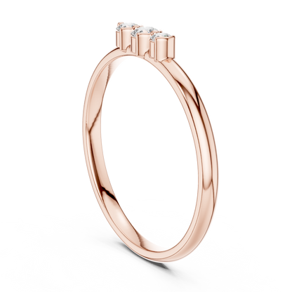Sophisticated Three Stone Ring - Elegant Gold Diamond Style - Graceful Sparkle For Modern Women