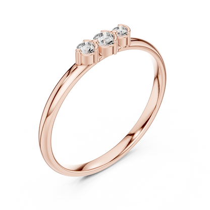 Sophisticated Three Stone Ring - Elegant Gold Diamond Style - Graceful Sparkle For Modern Women