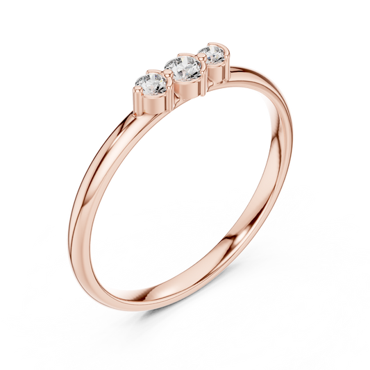 Sophisticated Three Stone Ring - Elegant Silver Gold Plated Diamond Style - Graceful Sparkle For Modern Women