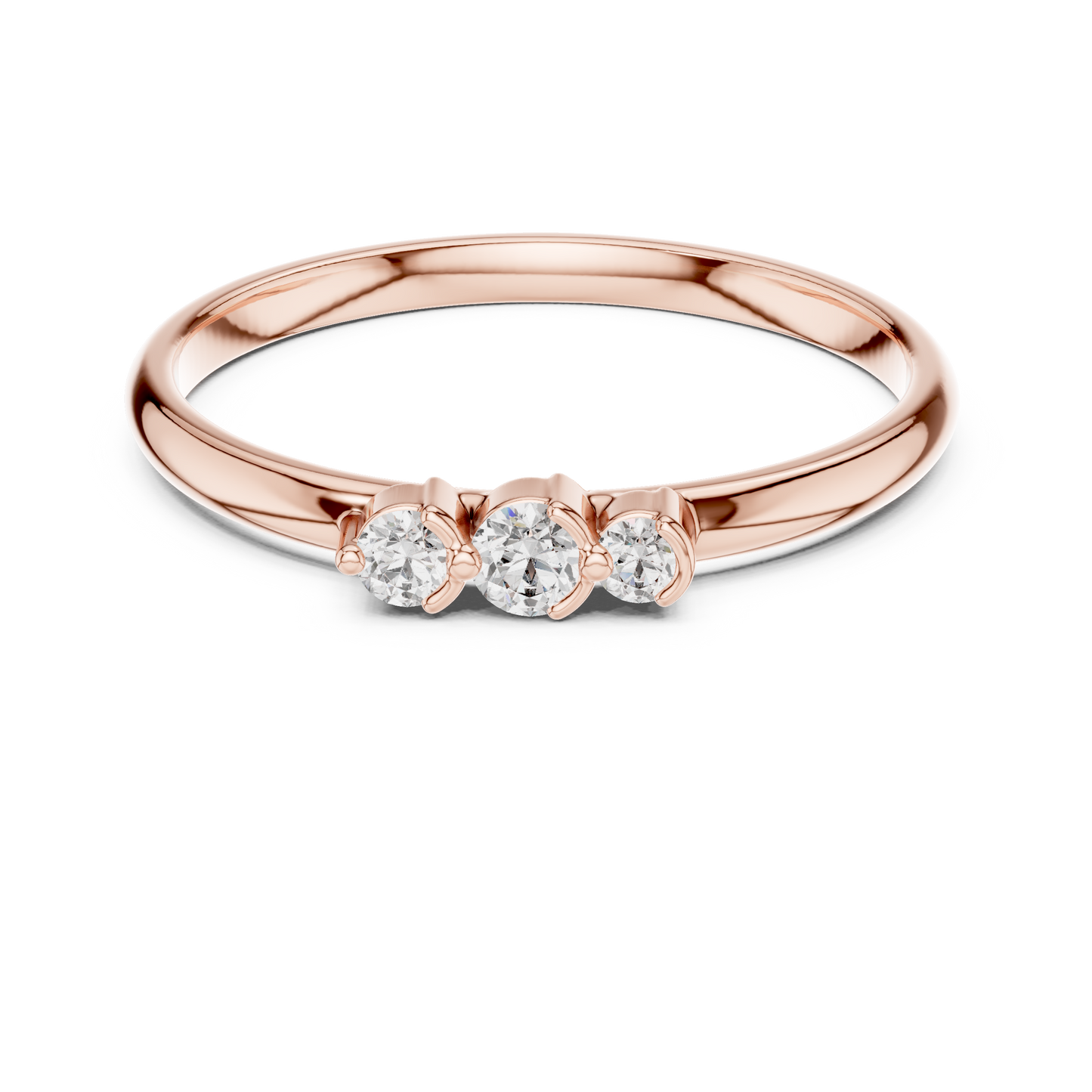 Sophisticated Three Stone Ring - Elegant Gold Diamond Style - Graceful Sparkle For Modern Women