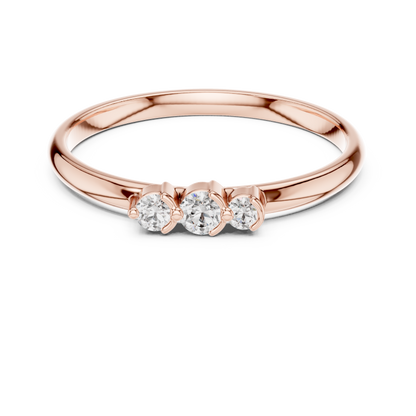Sophisticated Three Stone Ring - Elegant Gold Diamond Style - Graceful Sparkle For Modern Women