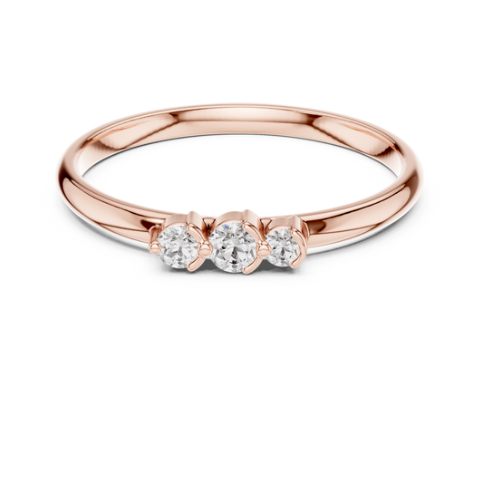 Sophisticated Three Stone Ring - Elegant Silver Gold Plated Diamond Style - Graceful Sparkle For Modern Women