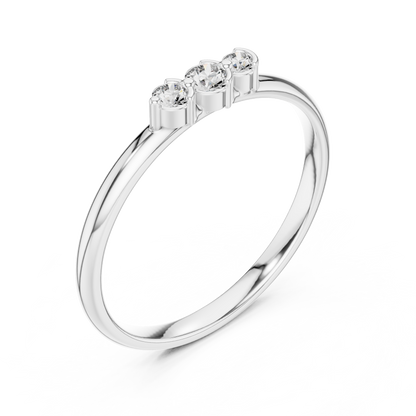 Sophisticated Three Stone Ring - Elegant Gold Diamond Style - Graceful Sparkle For Modern Women