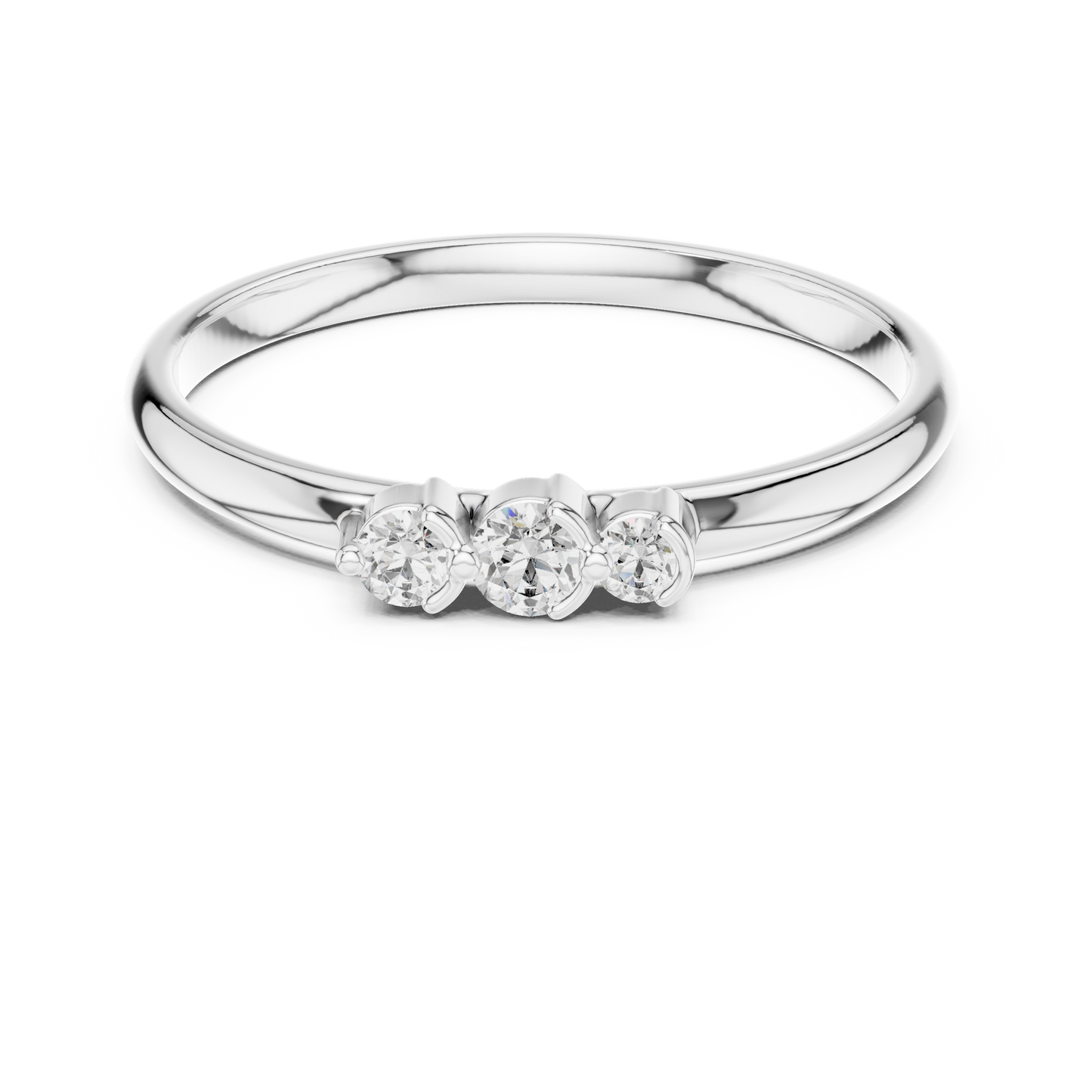 Sophisticated Three Stone Ring - Elegant Gold Diamond Style - Graceful Sparkle For Modern Women