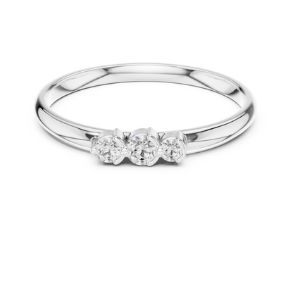 Sophisticated Three Stone Ring - Elegant Gold Diamond Style - Graceful Sparkle For Modern Women