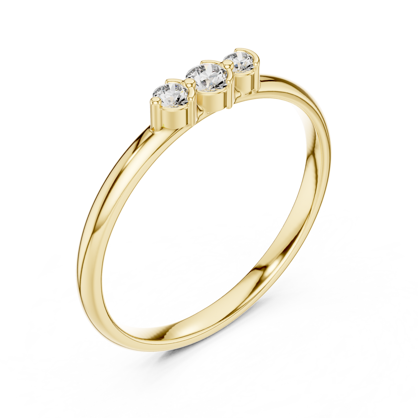 Sophisticated Three Stone Ring - Elegant Gold Diamond Style - Graceful Sparkle For Modern Women