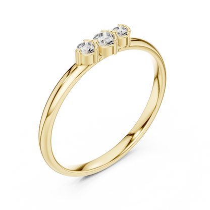 Sophisticated Three Stone Ring - Elegant Gold Diamond Style - Graceful Sparkle For Modern Women