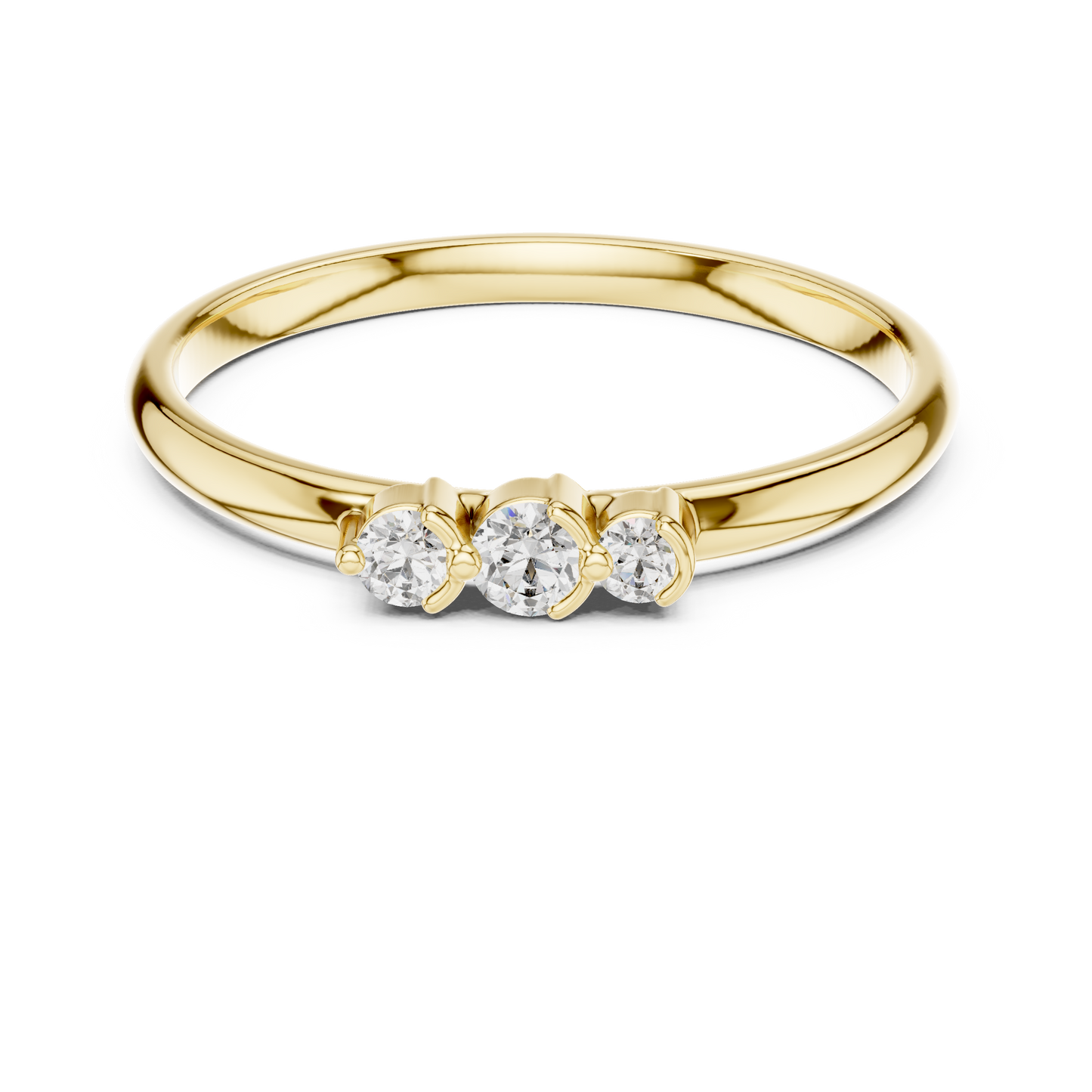 Sophisticated Three Stone Ring - Elegant Gold Diamond Style - Graceful Sparkle For Modern Women